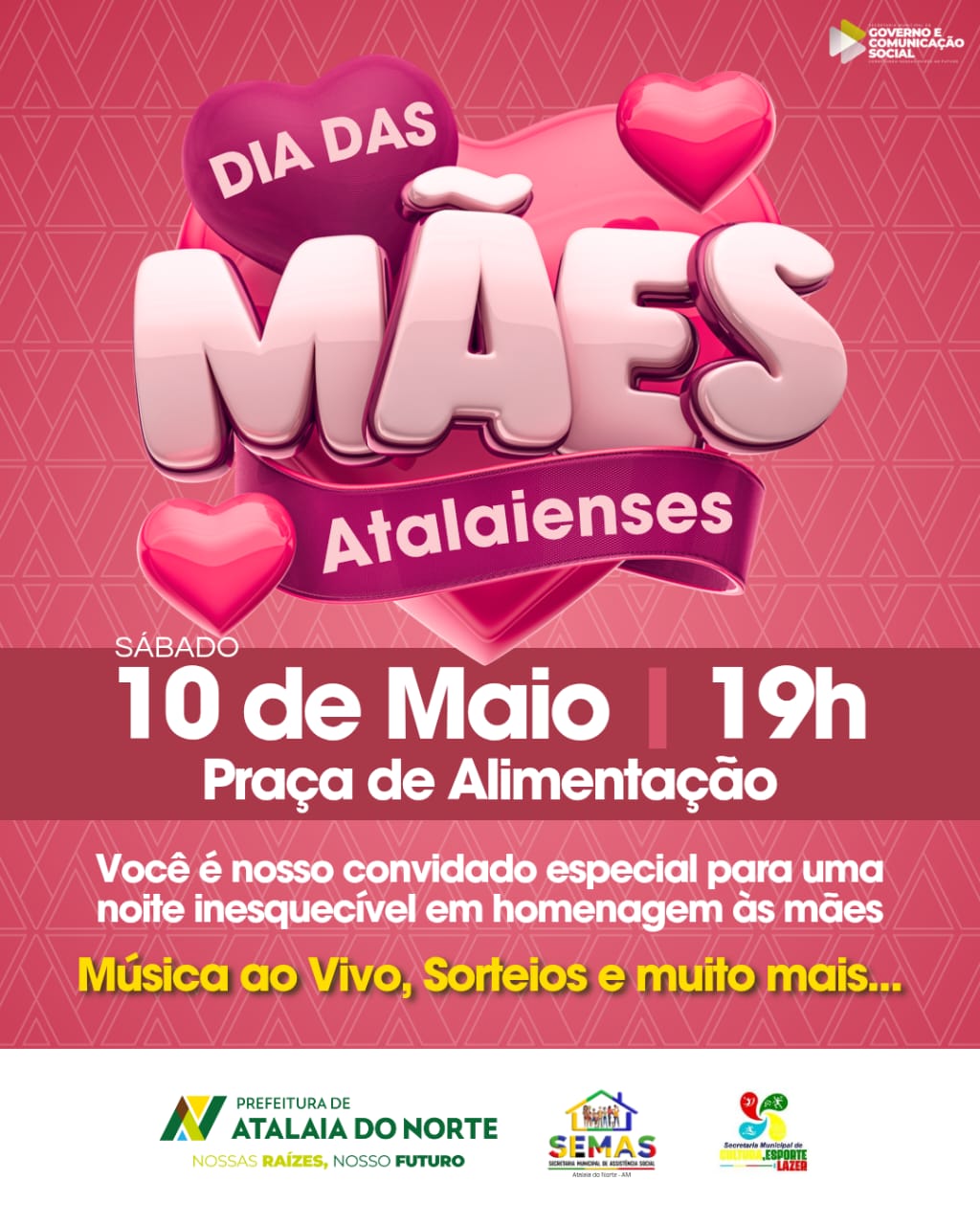 Vem aí o Dia das Mães Atalaienses 2025, com muita música, alegria, sorteios de prêmios e aquele carinho especial que só a nossa cidade sabe oferecer!